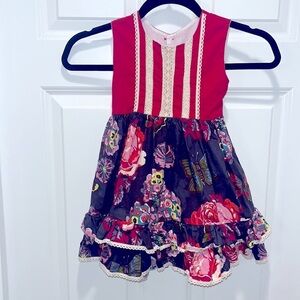 CHEEKY PLUM Boutique Girls Dress 3T ruffles butterfly floral whimsical